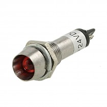 Recessed 2 Pins Threaded Red LED Indicator Pilot Light Lamp DC 24V
