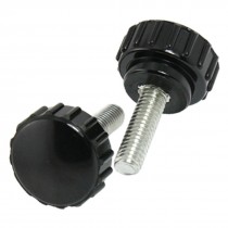 5 Pcs 6mm Thread Diameter Screw On Type Knurled Knobs Black