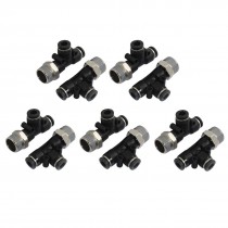 10 Pcs 3 8" PT Male Thread 6mm Pneumatic Push in Fittings T Joint Connectors