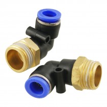 2 Pcs 1/2" Male Thread to 10mm Elbow Pneumatic Connector Fittings