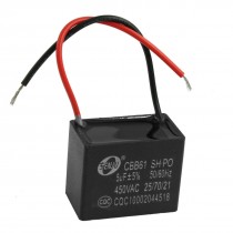CBB61 SH 5uF 450V AC Wire Terminals Motor Run Capacitor
