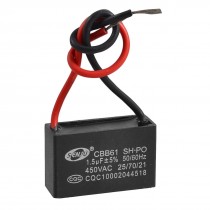 CBB61 AC 450V 1.5uF 2-wire Terminal Ceiling Fan Motor Run Capacitor