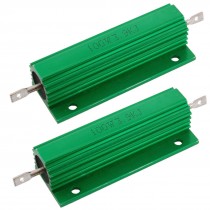 2 Pcs Green 100 Watt 3.9K Ohm 5% Aluminum Shell Wire Wound Resistors