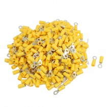 500 Pcs RV5.5-5 AWG 12-10 Yellow Sleeve Pre Insulated Ring Terminals Connector