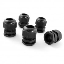 5 Pcs PG21 Black Plastic Waterproof Cable Glands Joints