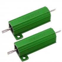 2x 27 Ohm Screw Tap Mounted Aluminum Housed Wirewound Resistors 50W