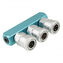 Sky Blue Metal 3 Way Air Hose Pass Quick Coupler Fixed with Aluminum Socket