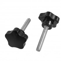 10mm Dia 60mm Long Metal Thread Star Shaped Head Screw Knob 2pcs
