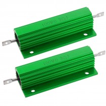 2 Pcs Green 100 Watt 0.3 Ohm 5% Aluminum Shell Wire Wound Resistors
