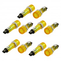 10 Pcs DC 12V 2 Pins Recessed Yellow Pilot Light Signal Indicator Lamp