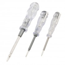 3 Pcs Needle Slotted Head Detector Voltage Tester AC 100-500V Blue Clear
