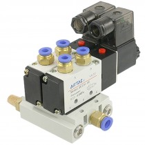 4V210 08 DC 24V 2 Positions Solenoid Valve Base Quick Fittings Mufflers Set