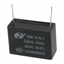 Axial Lead Ceiling Fan Capacitor CBB61 Type AC 450V 5uF 50/60Hz