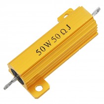 50 Ohm 5% 50W Chassis Mount Aluminium Clad Resistor Gold Tone