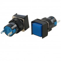 2 Pcs DC 24V 16mm Panel Square Blue Indicator Light Accdient Signal Lamp Pilot