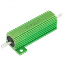 Green 50W 30K Ohm Chassis Mounted Aluminum Case Wirewound Resistor
