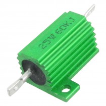 Green 25W Watt 60K Ohm 5% Aluminum Housed Wire Wound Resistor
