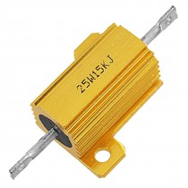 25 Watt 15K Ohm 5% Gold Tone Aluminum Shell Wire Wound Resistor