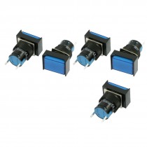 5 x DC 24V 16mm Blue Rectangular Cap Indicator Light Accident Signal Lamp Pilot