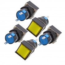 5 Pcs Square Yellow Power Fault Signal Lamp Indicator Light Pilot DC 24V 16mm