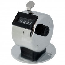 Portable Silver Tone Round Base 4 Digits Hand Tally Counter