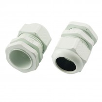 White Plastic PG25 Waterproof Cables Glands Connector 2 Pcs