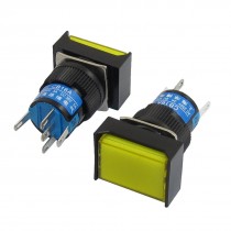 DC24V Lamp 1NO 1NC Momentary Yellow Cap Rectangular Push Button Switch 2Pcs