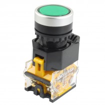 AC 415V 10A 1NO 1NC DPST 22mm Thread Green Momentary Push Button Switch