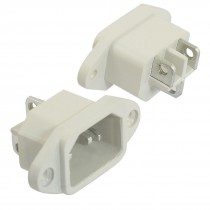 2 Pcs AC 250V 10A 3 Terminals C14 Plug Outlet Power Socket Adapter Offwhite