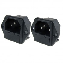 Pair Black 3 Terminals AC 250V 10A IEC320 C14 Inlet Male Power Plug