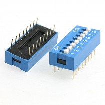 5 Pcs 2.54mm Pitch 8 Position Piano Type DIP Switch Blue