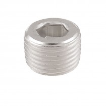 1 2" PT Thread Metal Internal Hex Head Socket Pipe Plugs Silver Tone