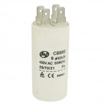 Household Washers 5UF 450VAC CBB60 Non Polar Motor Capacitor White