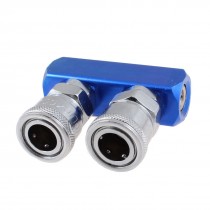 Silver Tone Royal Blue 2 Pass Air Hose Fast Connect Metal Coupler