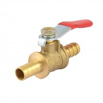 Full Port 8mm Hose Tail Pipe Red PVC Coated Lever Handle Ball Valve Gold Tone