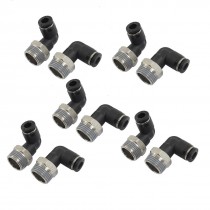 10 Pcs Pneumetic 6mm to 3 8" PT Male Thread One Touch Elbow Quick Fittings