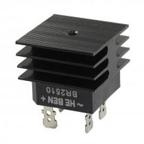 BR2510 25A 1KV Single Phase Bridge Rectifier Half-Wave Black w Heatsink