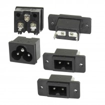 2 Pcs Male Plug IEC320 C6 AC Power Inlet Socket + 3 Pcs IEC 60320 C12 Plug