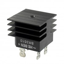 BR3510 35A 1KV Single Phase Bridge Rectifier Half-Wave Black w Heatsink