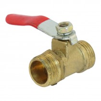 Male to Male 3/8" PT Thread Red Lever Handle Brass Ball Valve