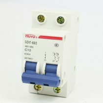 AC 400V 10Amp 2-Pole 2P Overload Protection MCB Mini Circuit Breaker