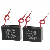 2 Pcs CBB61 Model 4uF AC 500V Rectangle Non Polar Motor Run Capacitor