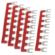 400V 10A 8 Postions Pre Insulated Terminal Barrier Strip Red 5 Pcs