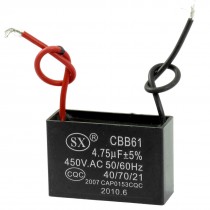 CBB61 4.75uF AC 450V 2-Wire Rectangle Non Polar Motor Capacitor