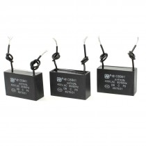 3 Pcs 4uF Two-wire Non Polar Cuboid CBB61 Motor Run Capacitor AC 400V