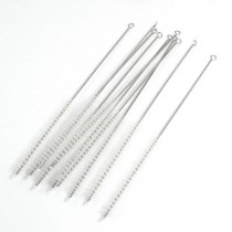 10 x Stainless Steel Twist Handle Nylon Test Tube Cleaning Brush White