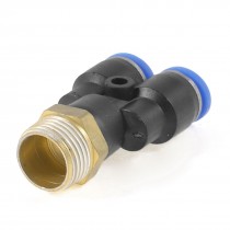 Pneumatic 3 8" PT Male Thread to 8mm Y Shape One Touch Quick Connector Joint