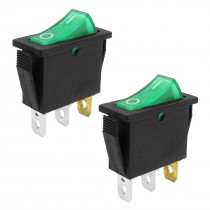 2 Pcs 3 Pins SPST On/Off Green Neon Light Rocker Switch AC 250V/16A 20A/125V