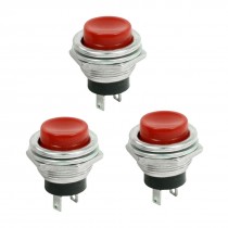 3 Pcs Red Cap SPST Momentary Panel Mount Pushbutton Switch AC 3A/125V