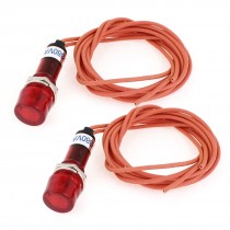 2 PCS AC 380V 23.6" Long Cable Red Light Water Heater Indicator Lamp